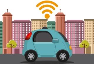 Illustration un véhicule autonome en ville