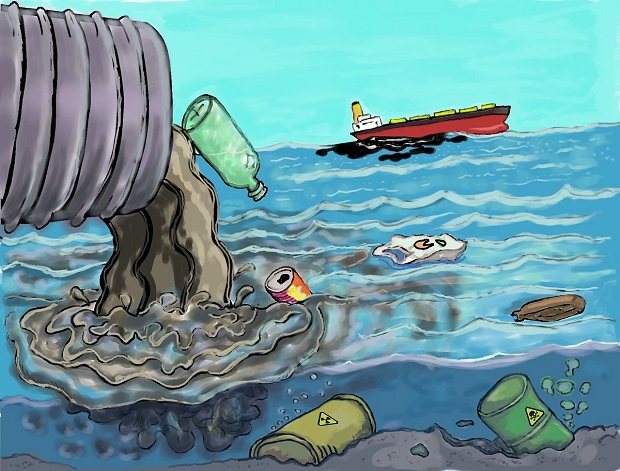 Illustration de la pollution des océans : rejets d'ordures