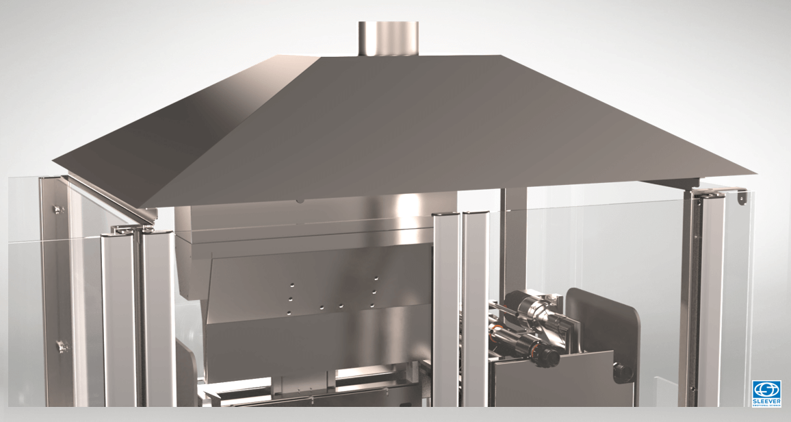An exhaust hood ensures temperature control in the Shrink Tunnel and reduces heat diffusion for a controlled energy consumption