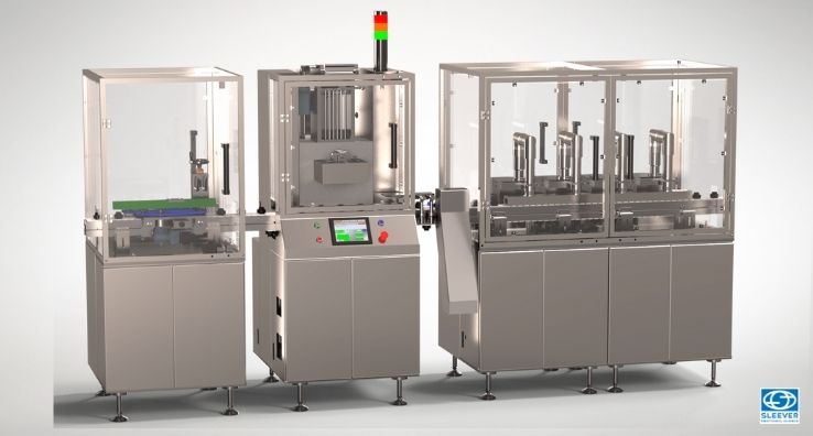 A machine that implements the security shrink-sleeves on the closures before packaging