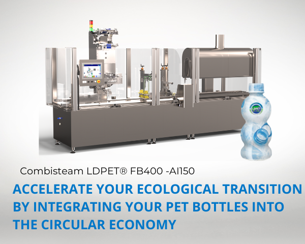 The packaging Machine Combisteam LDPET FB500, to label your recyclable PET bottles