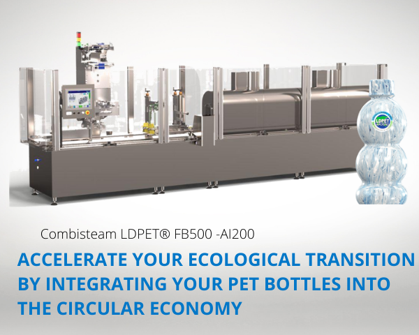 The packaging Machine Combisteam LDPET FB500, to label your recyclable PET bottles