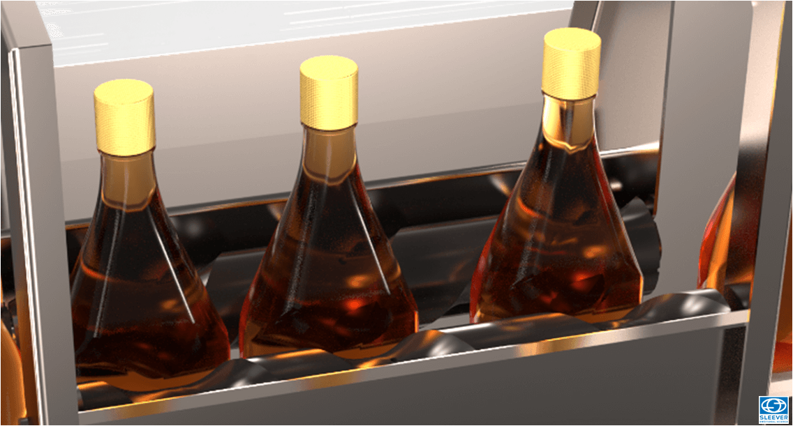Visualización de la funda de seguridad a prueba de manipulaciones en el cuello de las botellas de vidrio