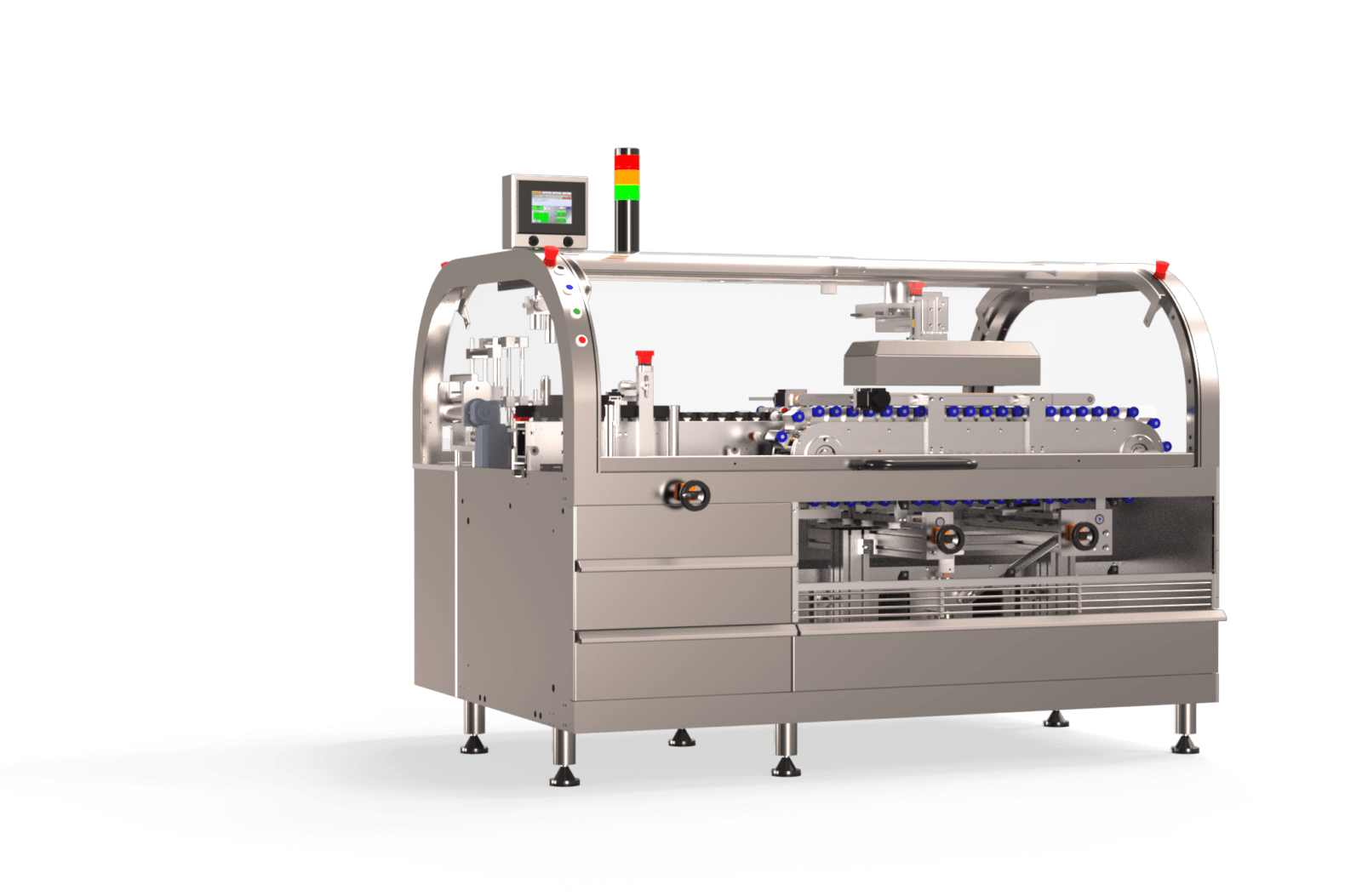 Packaging machine for the Horizontal application of the Shrink Sleeve labels