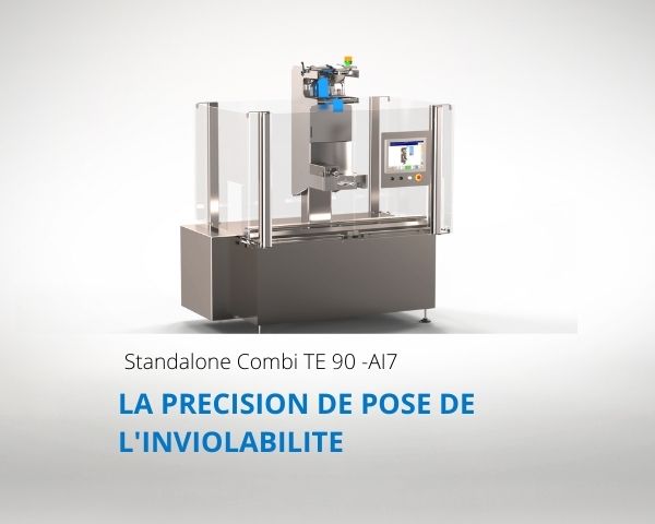 A packaging machine to ensure the precision of the tamper-evident application on glass bottles and flasks.