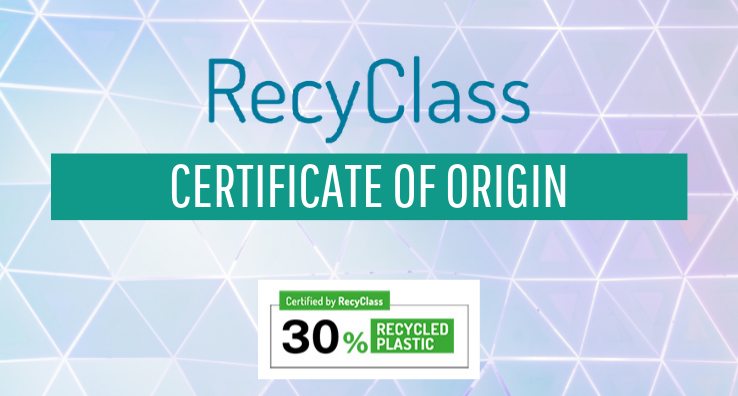 Certification pour Sleever par Recyclass testifiant de l'originee PCR des emballages et étiquettes Sleeves