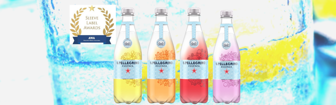 San Pellegrino sparkling water products, labelled with a Shrink Sleeve packaging awarded for its contribution to the circular economy