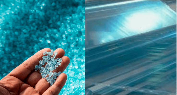 Transformation of raw material pellets into stretch shrink film