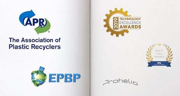 Logotipos de asociaciones y premios de referencia en materia de envasado y etiquetado