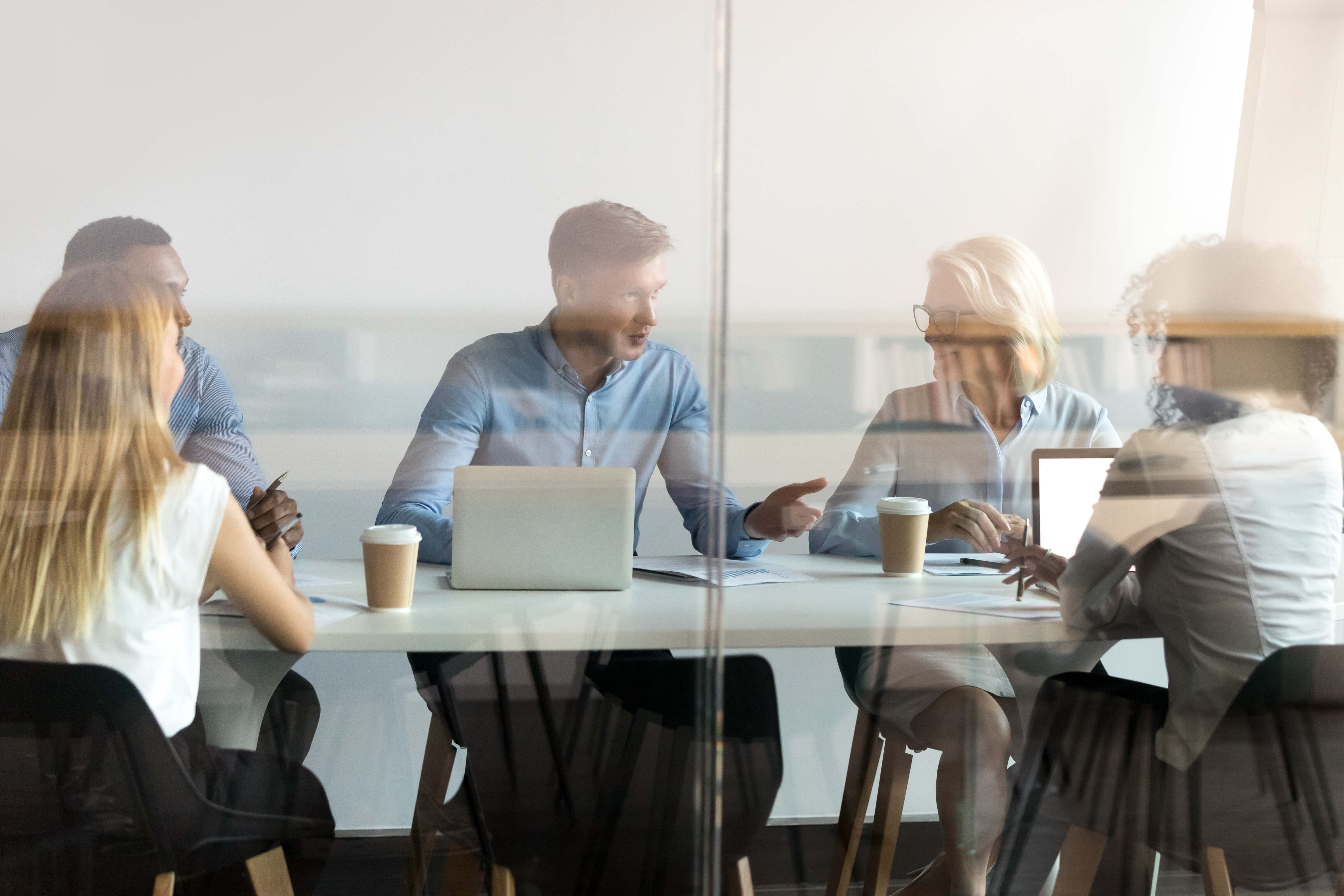 A dynamic team meeting at the office