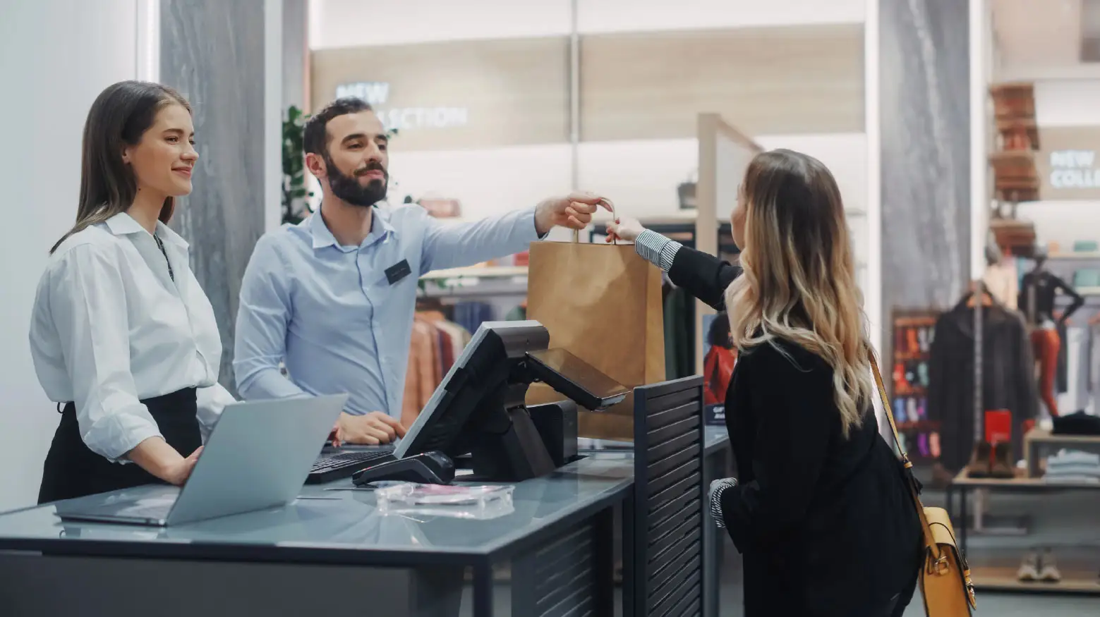 A competitive landscape within a clothing store, treating the customer as a unique individual and generating a sale.