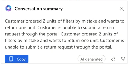 A screen shot of a Copilot conversation summary from Microsoft