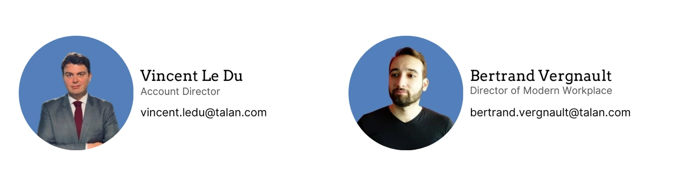 Profile pictures of Vincent Le Du and Bertrand Vergnault