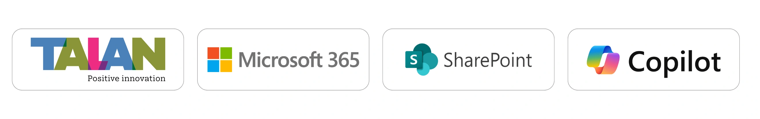 Logos de Talan, Microsoft 365, SharePoint et Copilot
