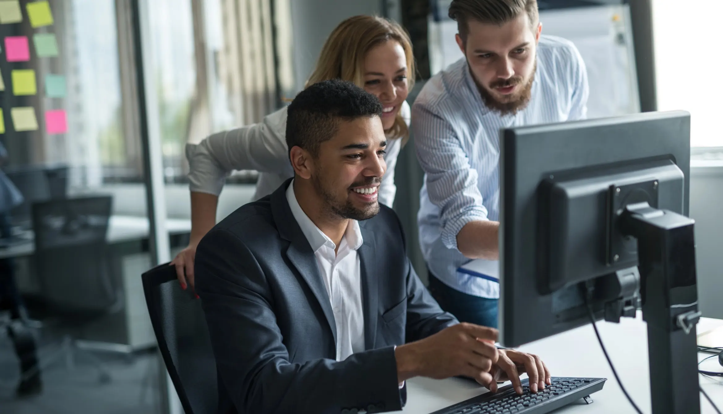 Oracle experts working in office