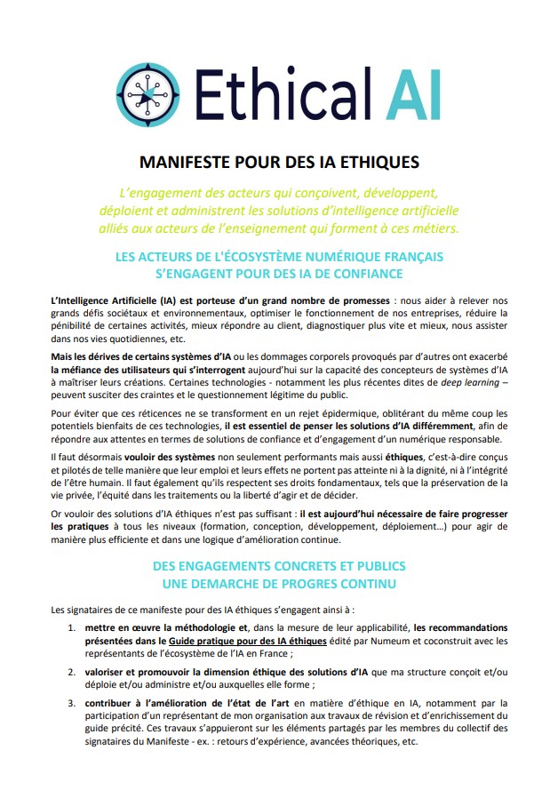 manifeste pour les IA éthiques