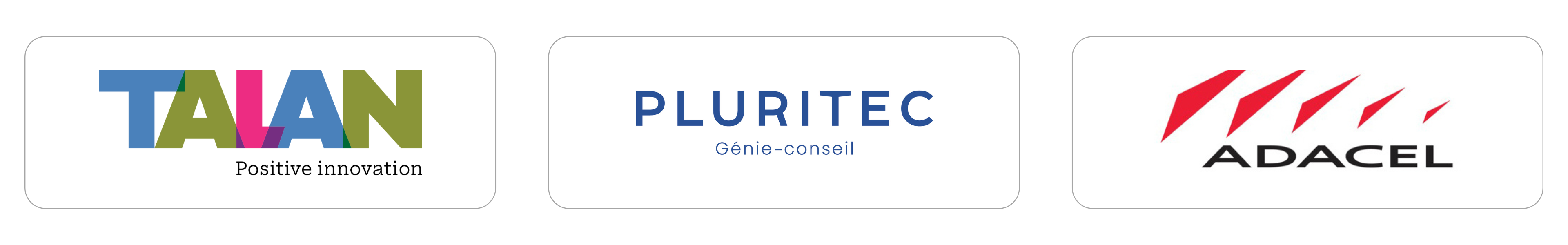 Logos of Talan, Pluritec, and ADACEL