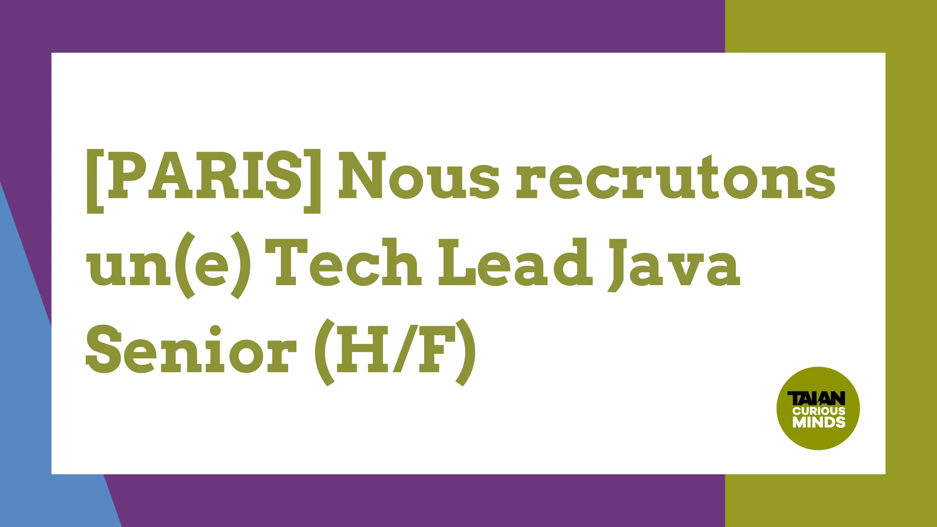 Tech Lead Java senior H/F