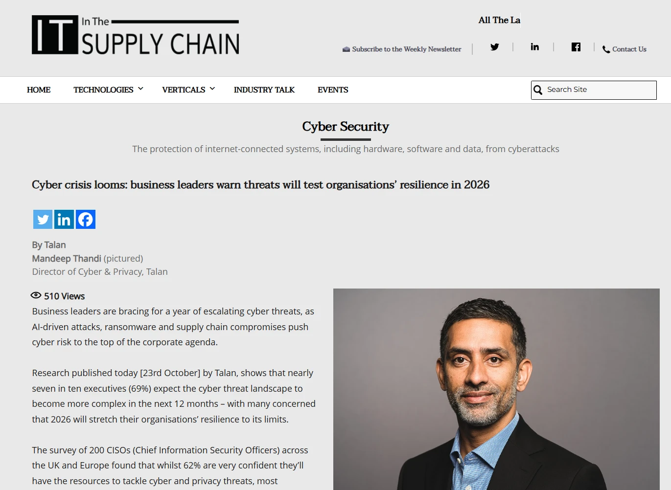 IT Supply Chain CISO Report Press Coverage Screen Shot