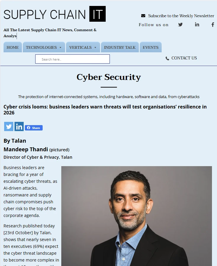 Supply Chain IT CISO Report Press Coverage Screen Shot