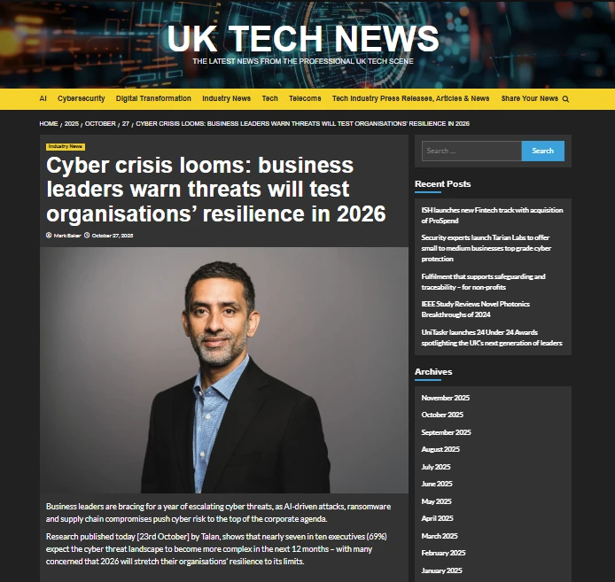 UK Tech News CISO Report Press Coverage Screen Shot