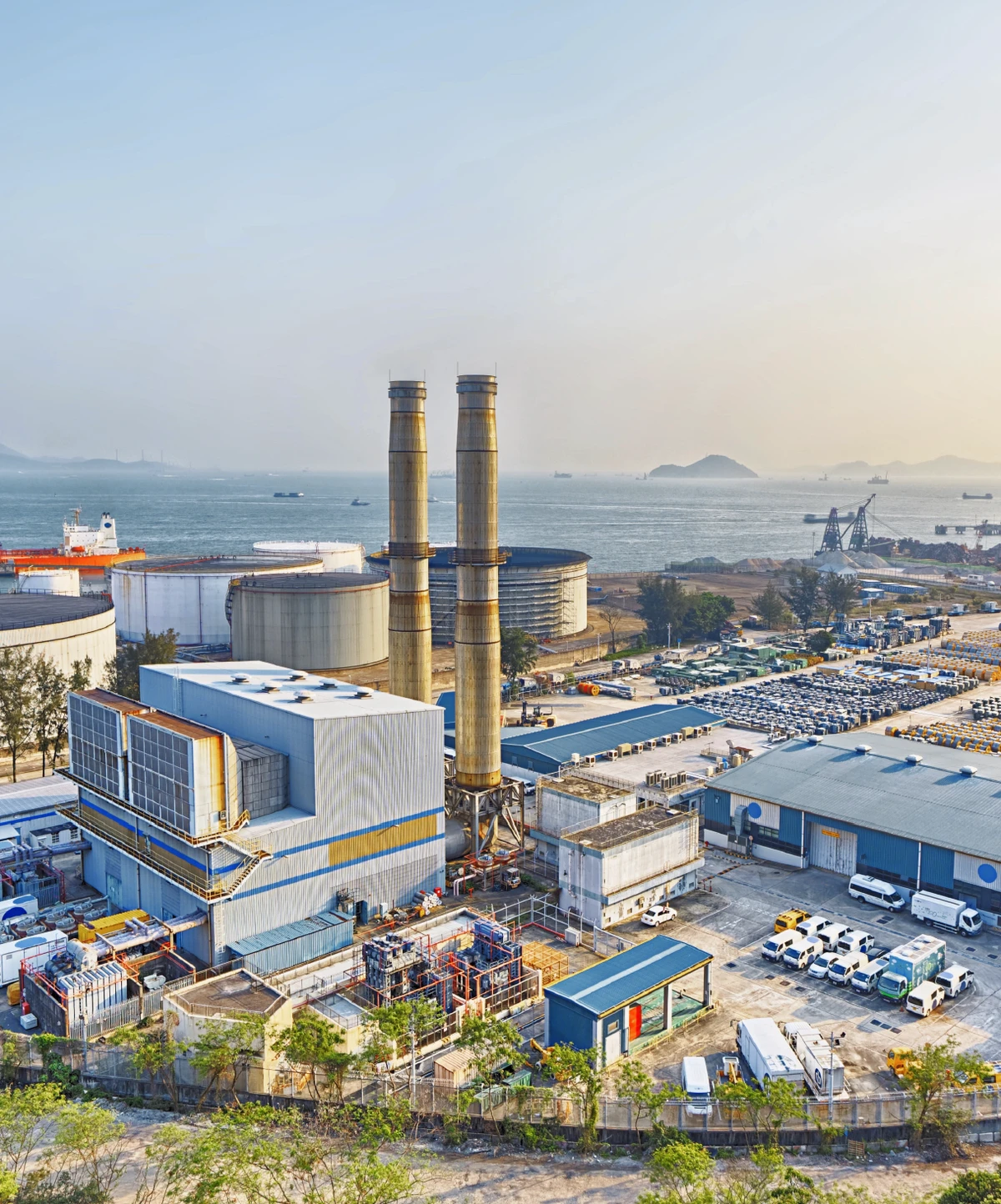 Large manufacturing company. Perspective from above. 