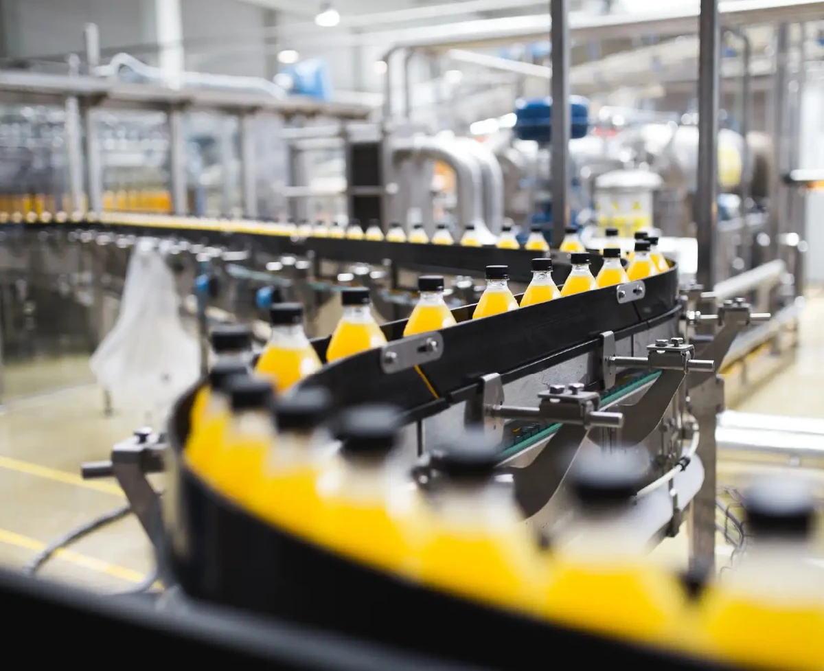 Production line at CPG beverage and food manufacturing plant