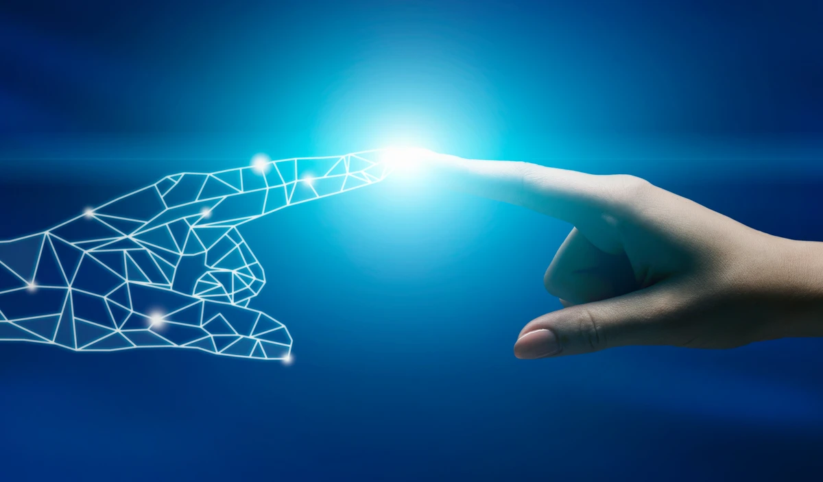 Human Robot Hands Reaching To Each Other