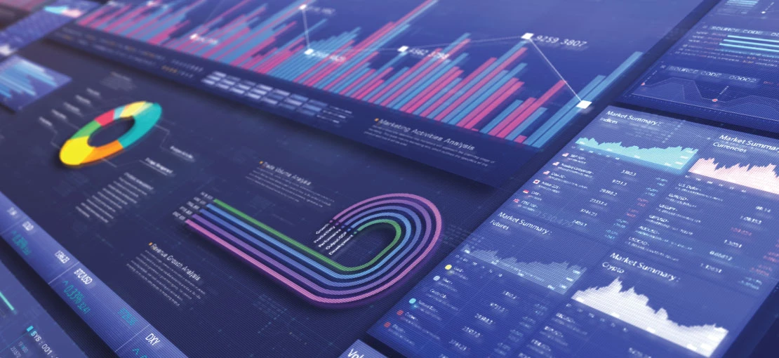 Business stock market, trading, info graphic with animated graphs