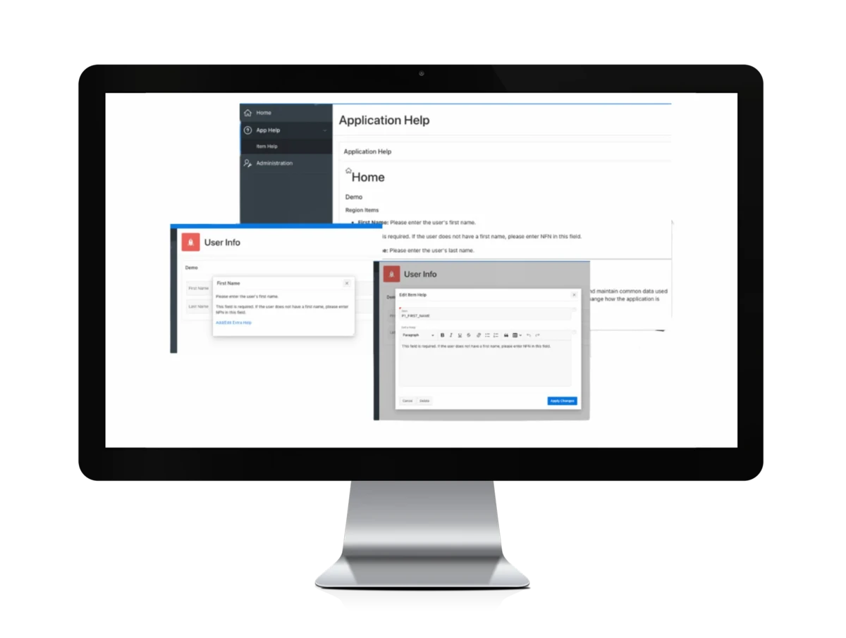 A preview screenshots from ACCELERATE-APPHELP platform displayed on a tablet 