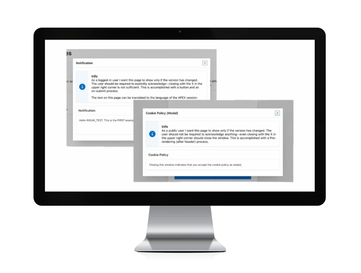 A preview screenshots from ACCELERATE-INFO platform displayed on a tablet 