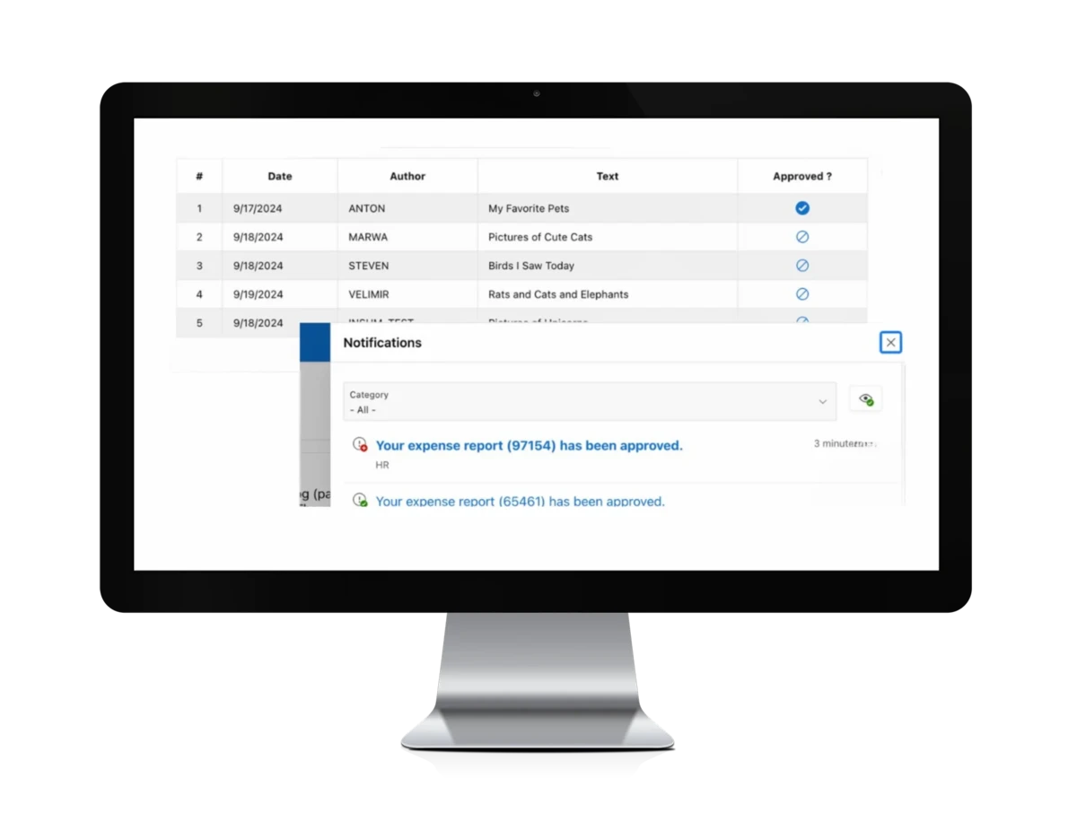 A preview screenshots from ACCELERATE-NOTIFY platform displayed on a tablet 