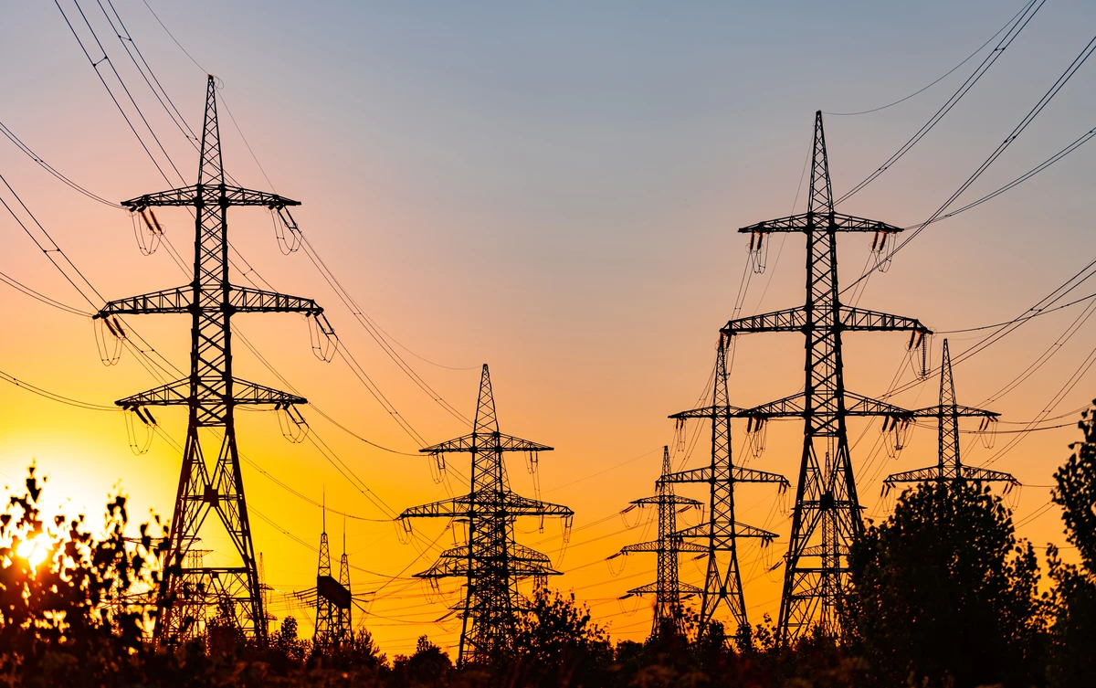 Electricity Pylons Sunset