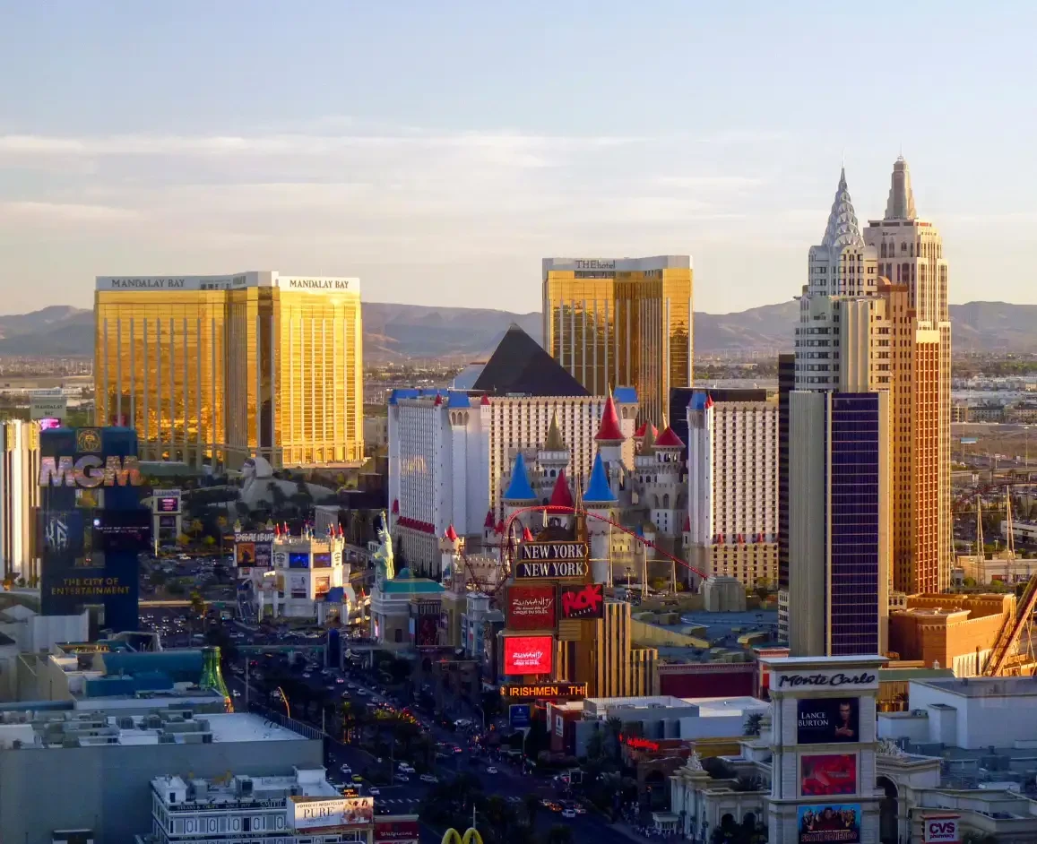 An overview of Las Vegas skyline during daytime