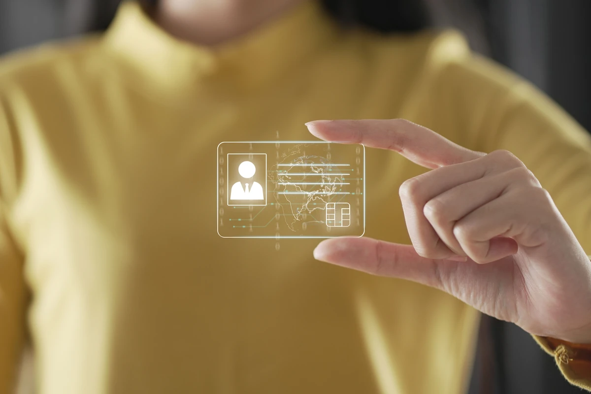 hand and digital identification card or digital ID