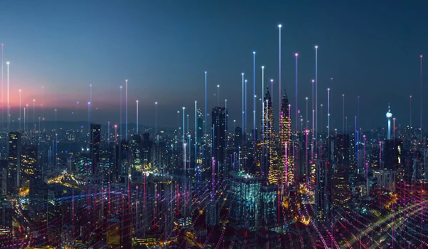 Smart City and big data connection technology concept 