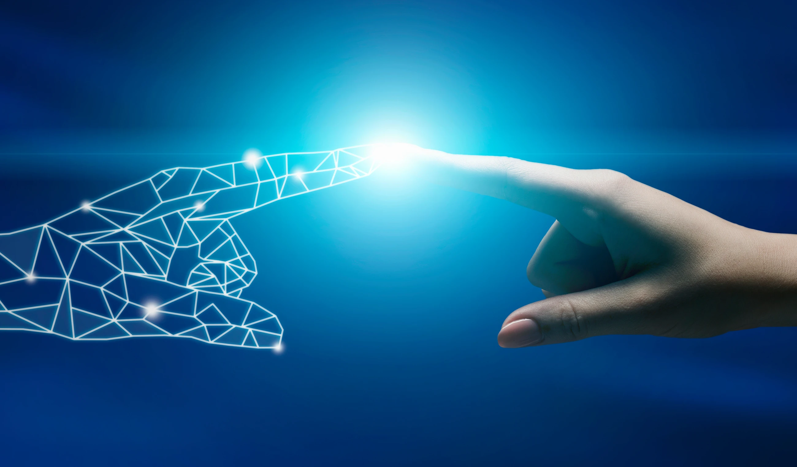 Human Robot Hands Reaching To Each Other