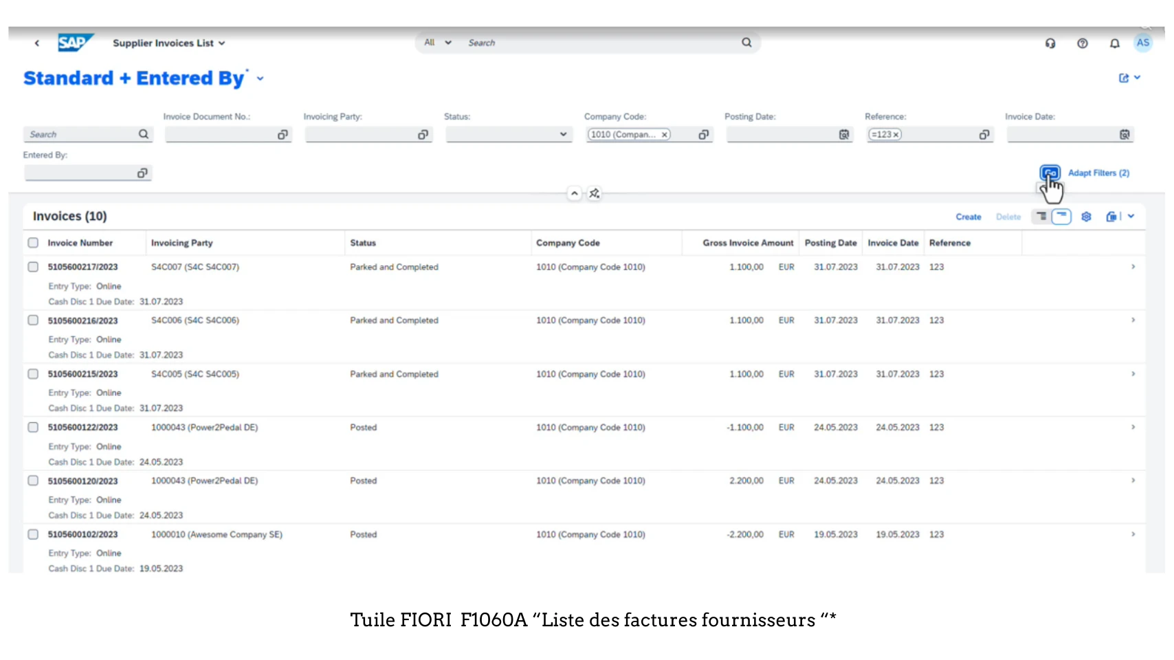 Tuile SAP FIORI F1060A