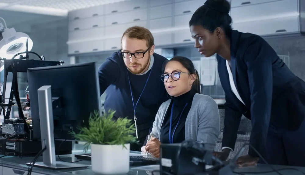 Diverse Team of Research Engineers Working in a high Tech Labora