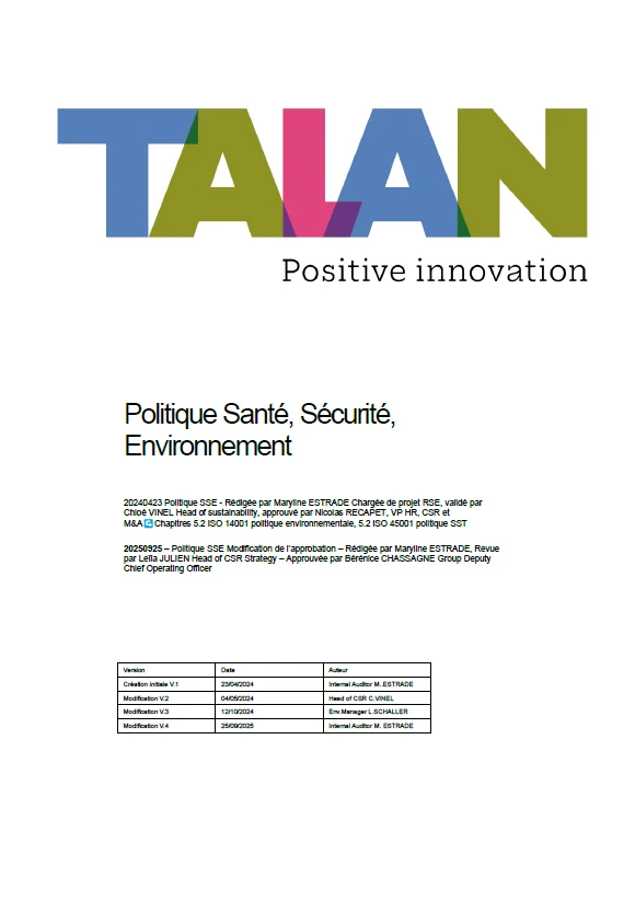 Politique Santé, Sécurité, Environnement