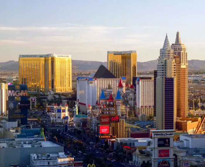 An overview of Las Vegas skyline during daytime