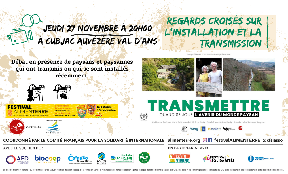 Projection du documentaire Transmettre à Cubjac (24) Terre de Liens