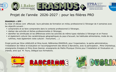 Image du projet Mobilité Stage à l'étranger classe de 1ère PRO LYCEE J. BAKER HANCHES