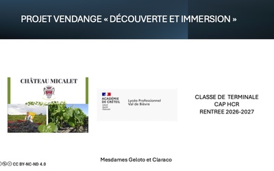 Image du projet Projet vendange CAP Hôtellerie Micalet 2026