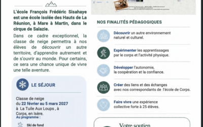 Image du projet De La Réunion aux Alpes : le grand voyage des élèves de Mare à Martin !