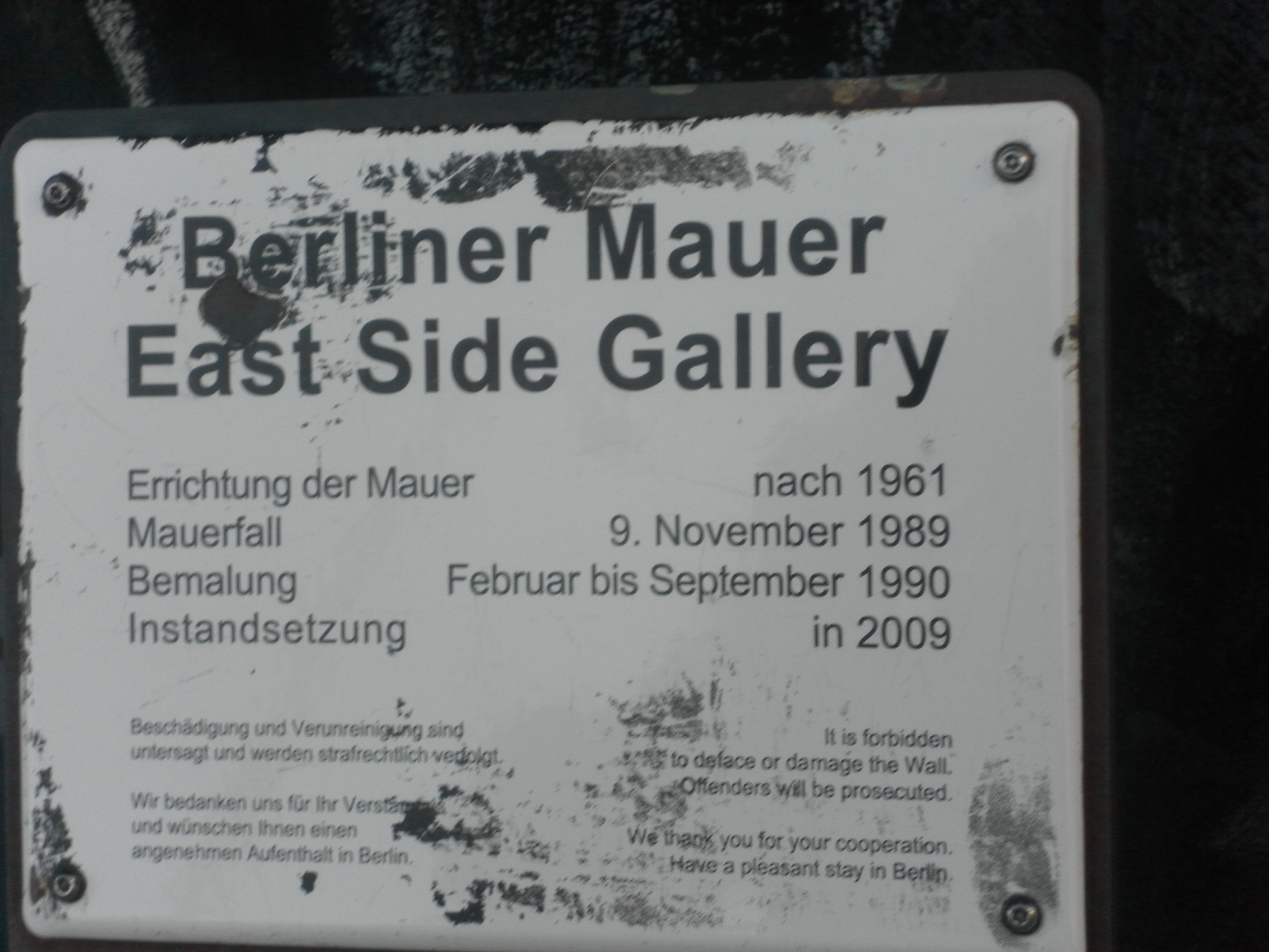 Dates importantes Mur de Berlin