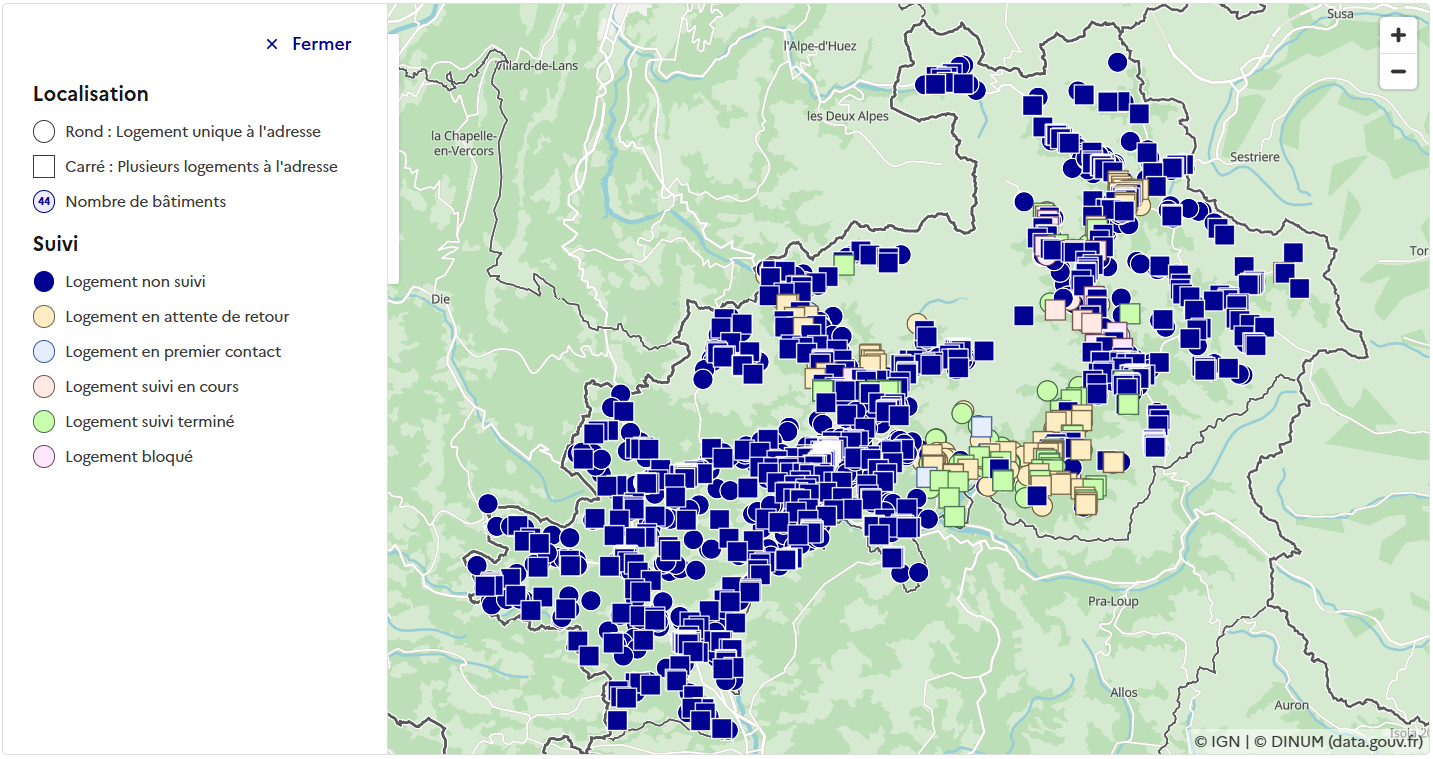 Cartographie des logements vacants des Hautes-Alpes sur la plateforme Zéro Logement Vacant