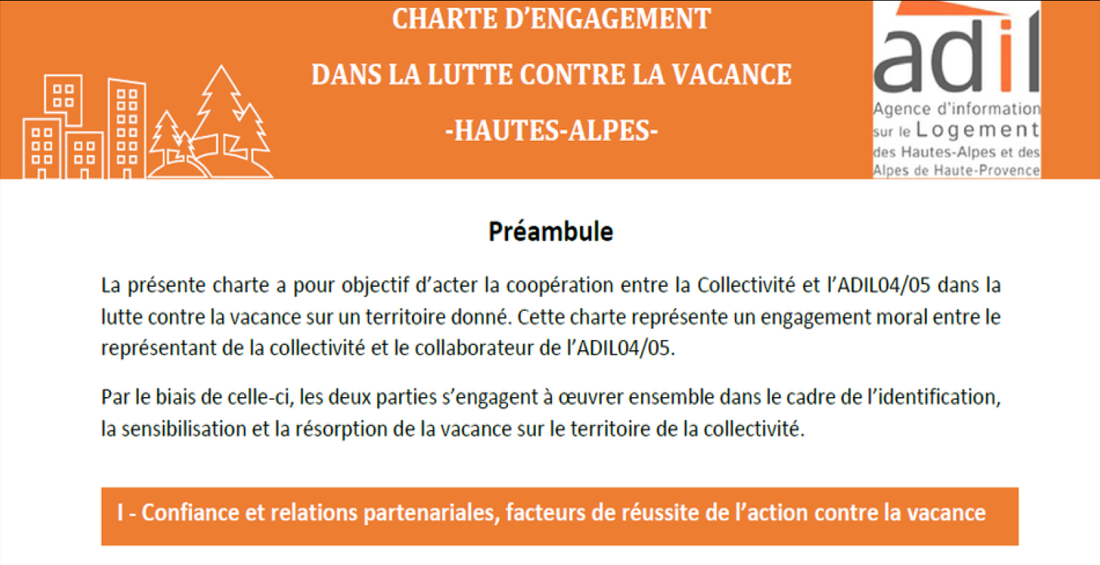Extrait de la charte d'engagement dans la lutte contre la vacance