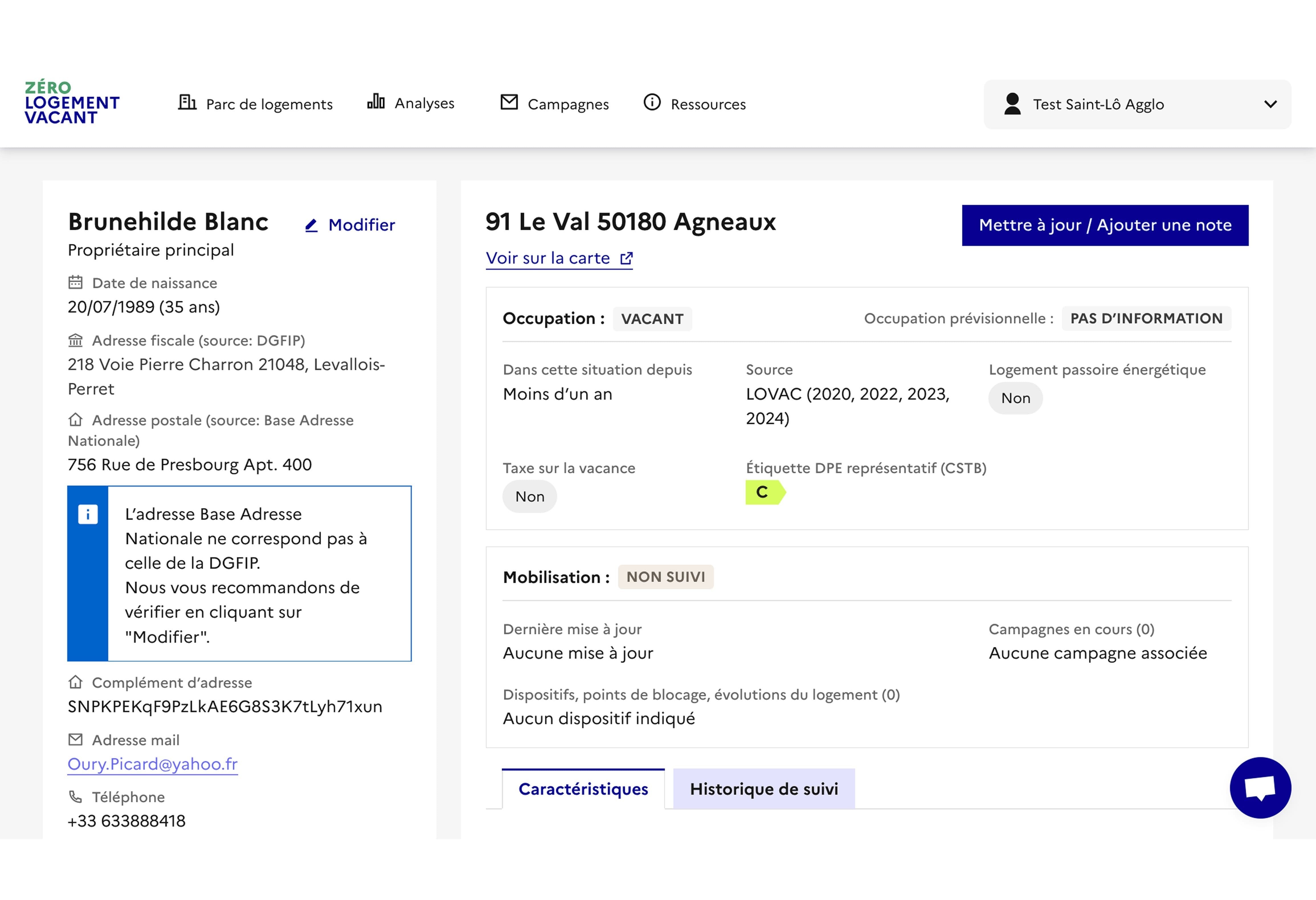 Visuel écran fiche logement