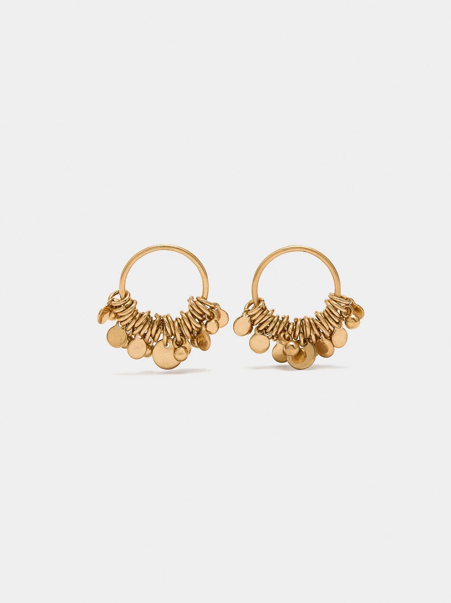 Boucles d'oreilles anneaux avec médailles et sphères